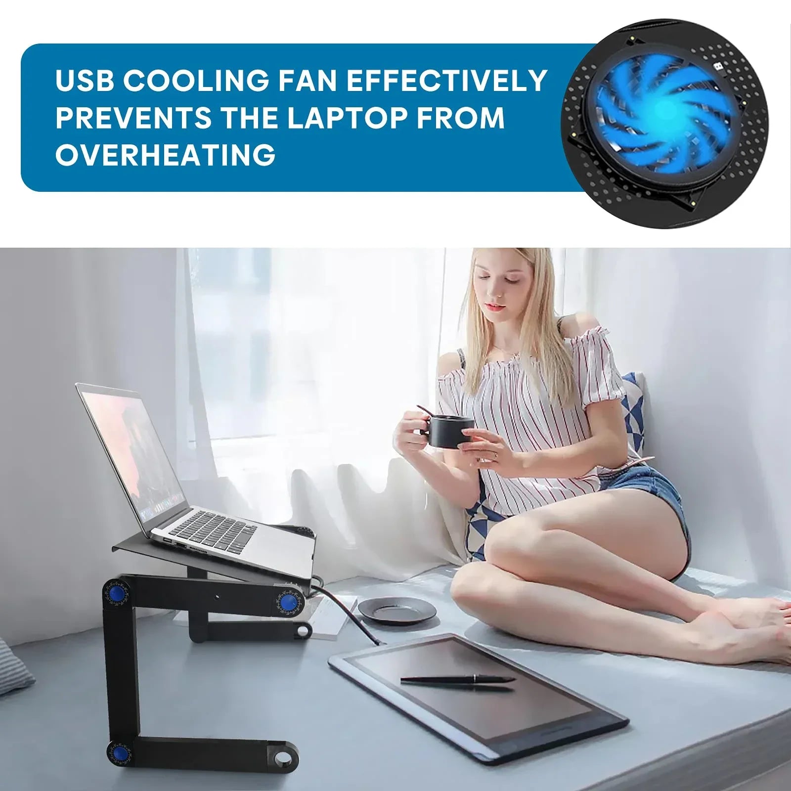 Adjustable Laptop Stand Desk with Mouse Pad