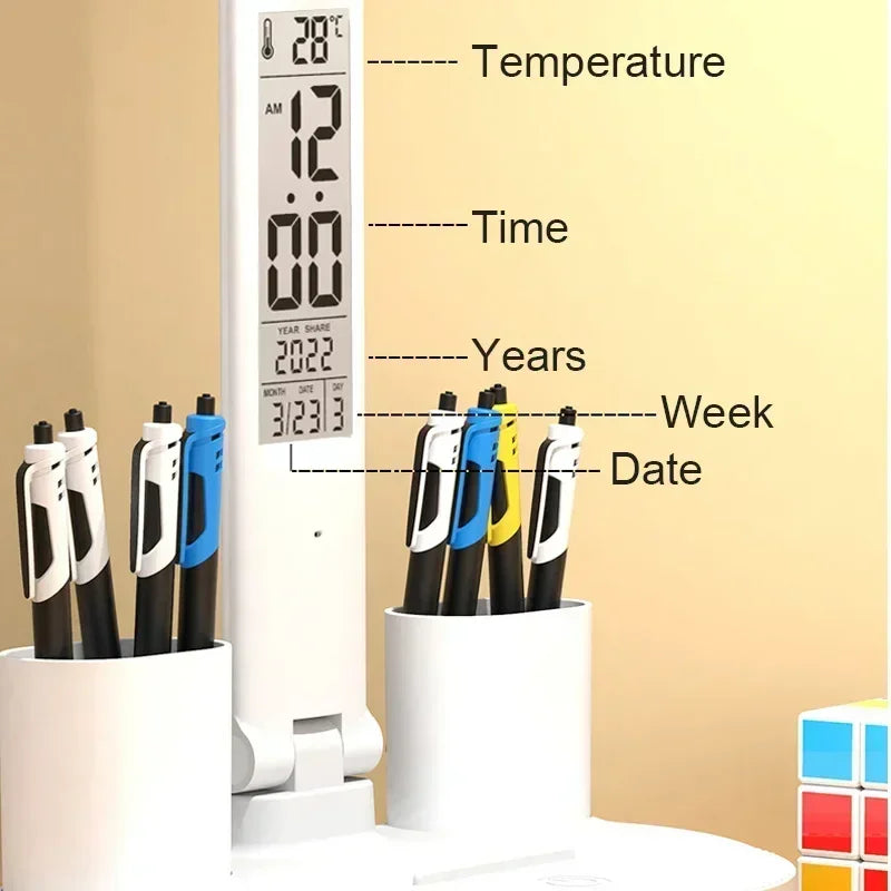 LED Smart Desk Lamp with Clock & Temperature Display