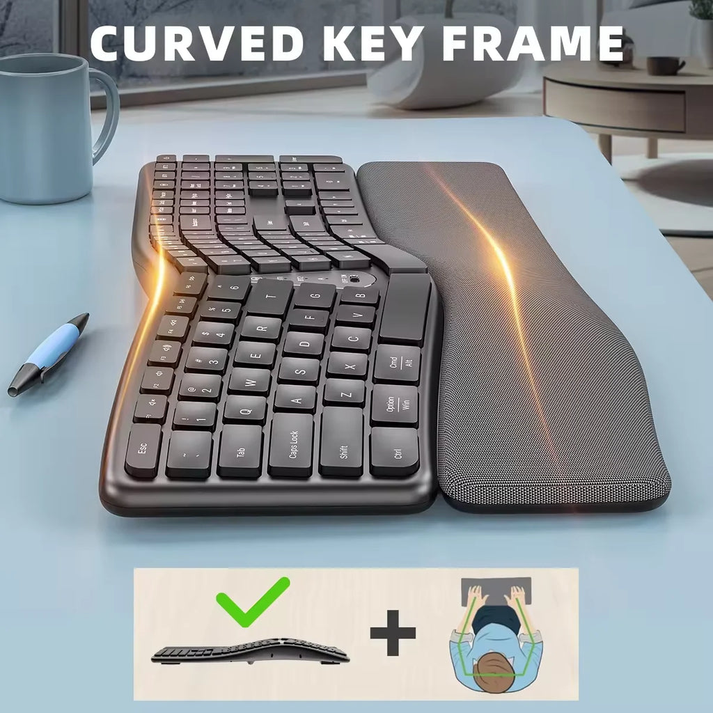 Ergonomic Wireless Split Keyboard with Palm Rest