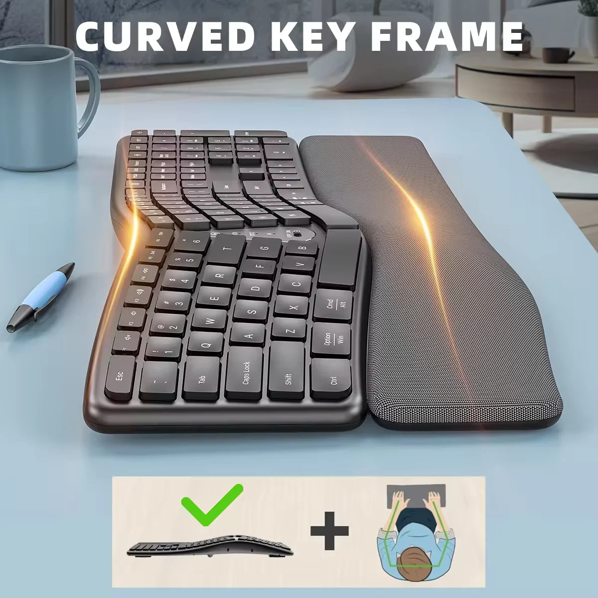 Ergonomic Wireless Split Keyboard with Palm Rest